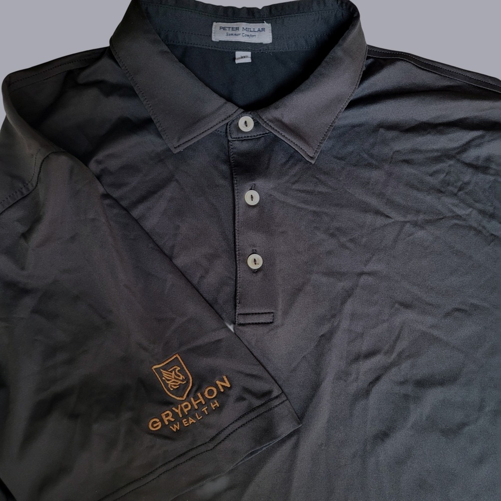 Peter Millar Summer‎ Comfort Mens XL Black Short Sleeve Golf Polo Gryphon Wealth